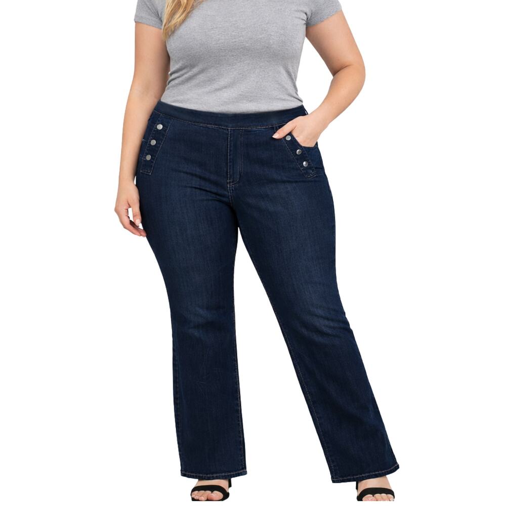 J.Jill York Bootcut Jeans with Snap Pockets Dark Wash 18 Petite